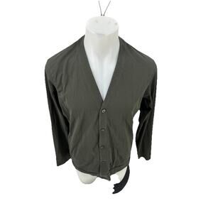 Uniqlo Men's Large AIRism Cotton Blend Cardigan dark green V-neck 47-30